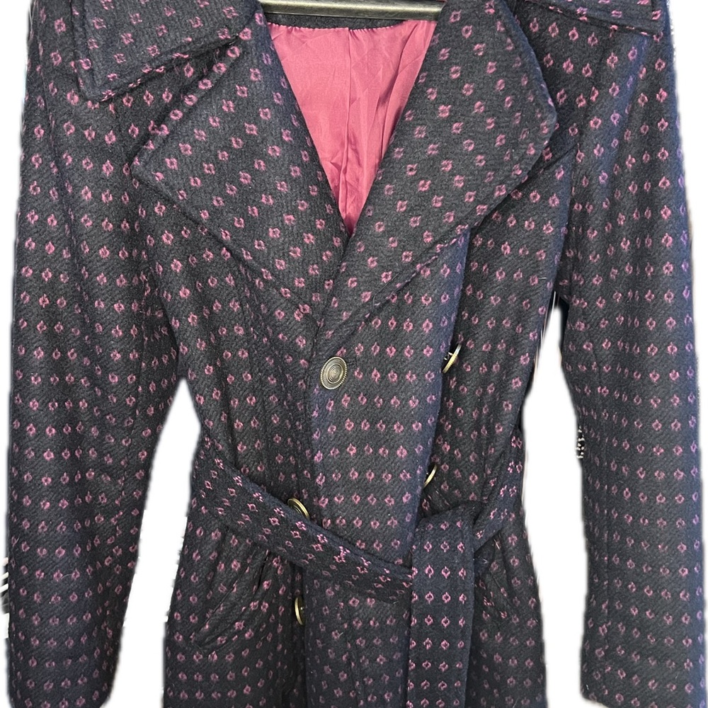 Chic Pink and Indigo Patterned Coat